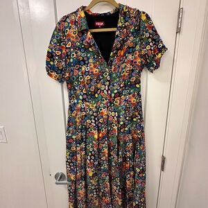 STAUD Colorful Patterned Midi Dress
